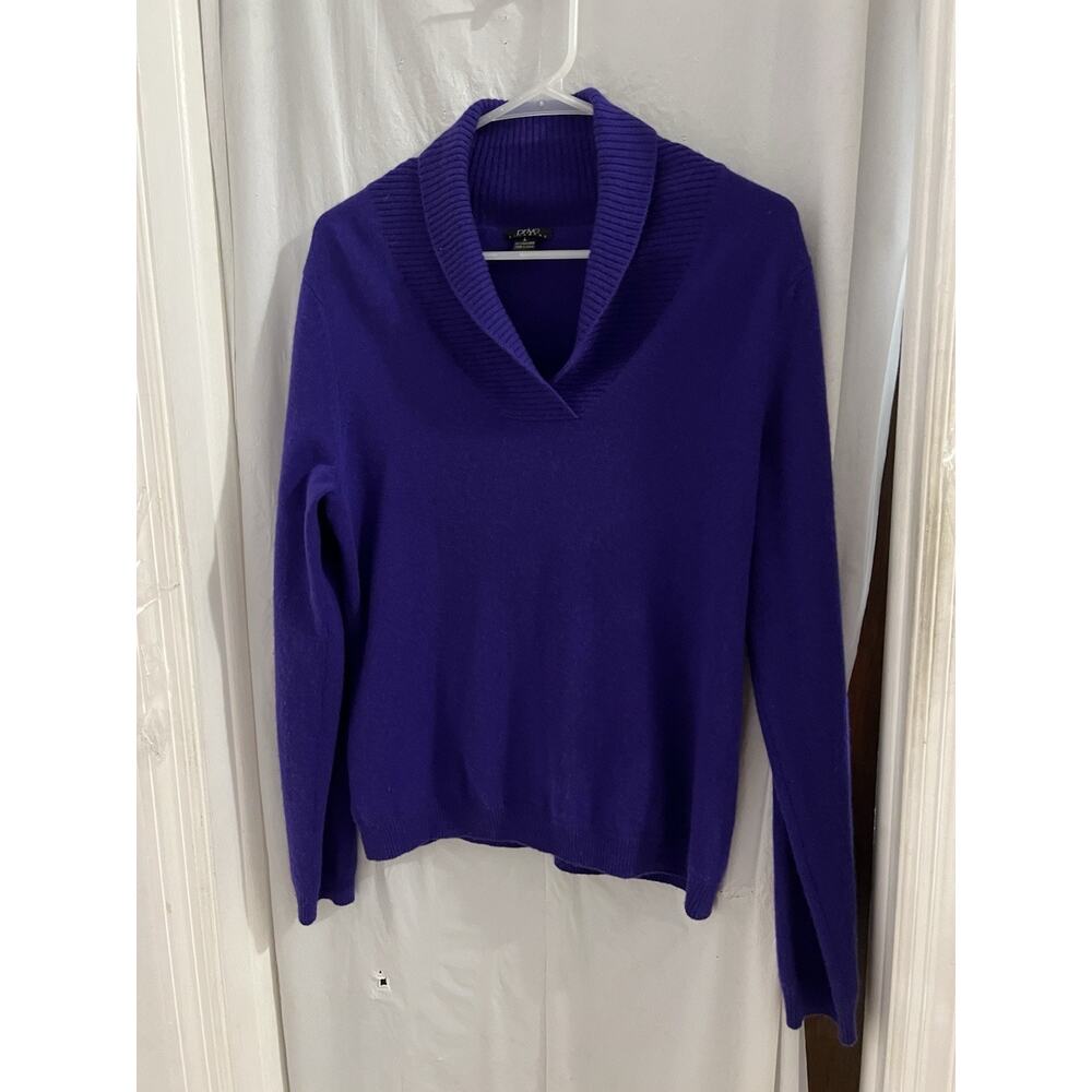 Prive Cashmere Women's Magenta V-Neck Long Sleeve Sweater Size L